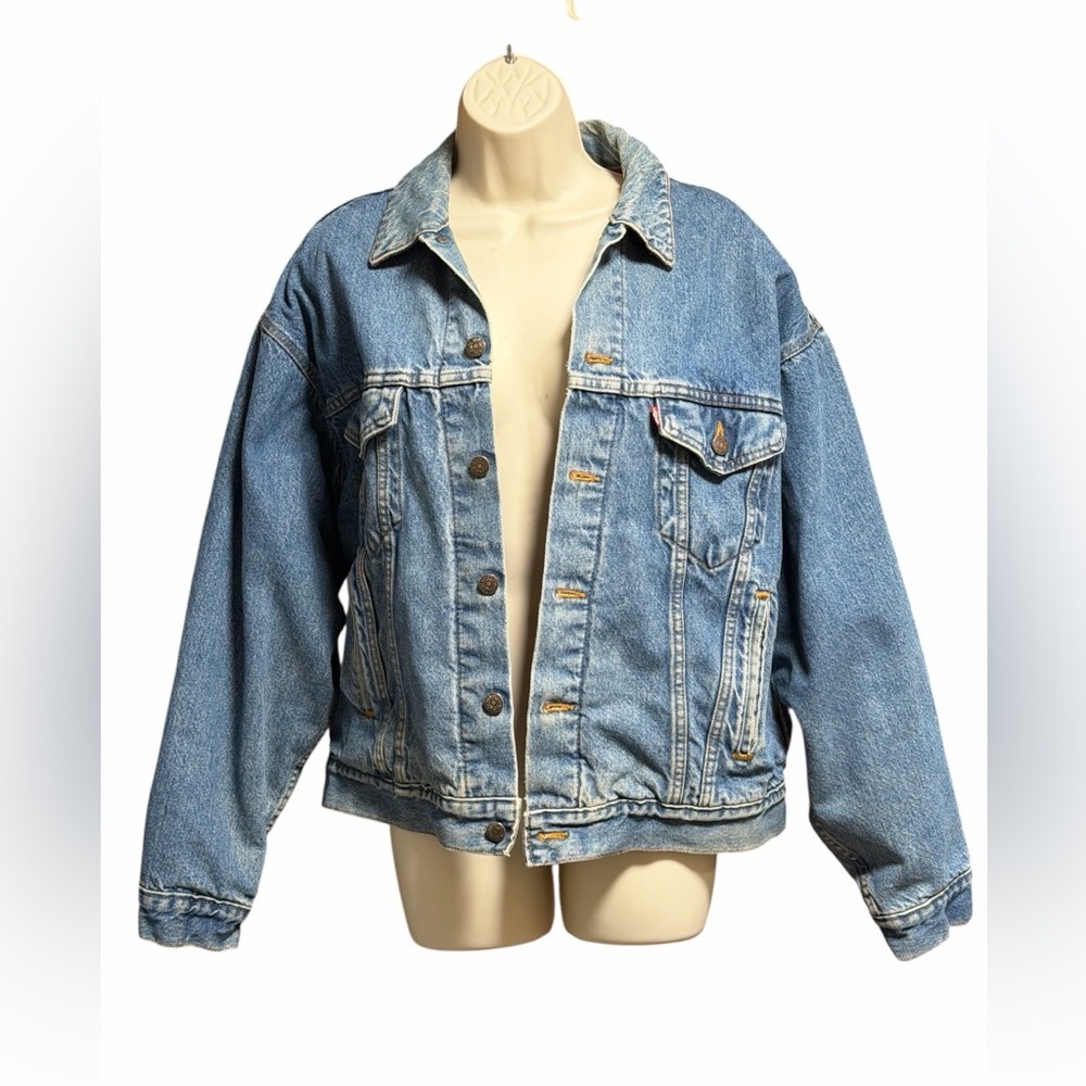 Levi’s‎ Men’s Denim Jacket XL Blue Plaid Lined Trucker Western Americana - Picture 2 of 11
